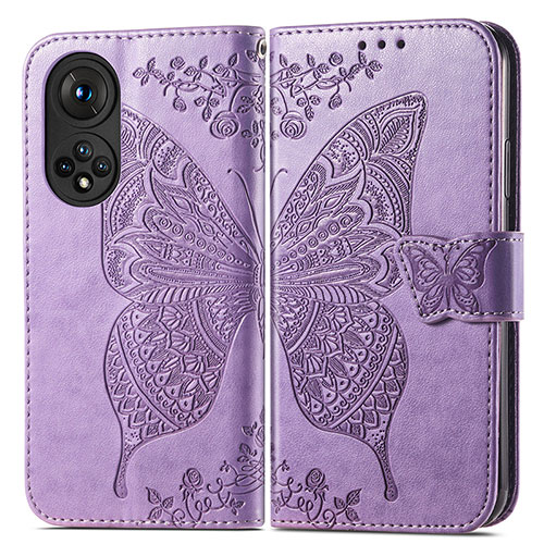 Leather Case Stands Butterfly Flip Cover Holder for Huawei Nova 9 Clove Purple