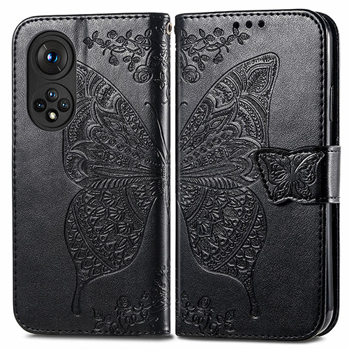 Leather Case Stands Butterfly Flip Cover Holder for Huawei Nova 9 Pro Black