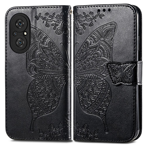 Leather Case Stands Butterfly Flip Cover Holder for Huawei Nova 9 SE Black