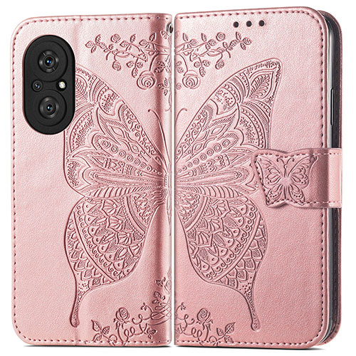 Leather Case Stands Butterfly Flip Cover Holder for Huawei Nova 9 SE Rose Gold