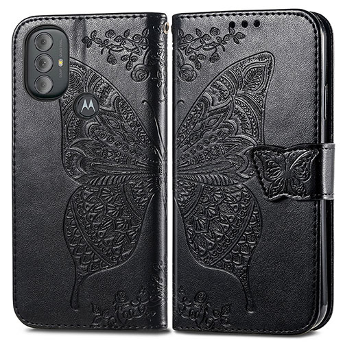 Leather Case Stands Butterfly Flip Cover Holder for Motorola Moto G Play (2023) Black