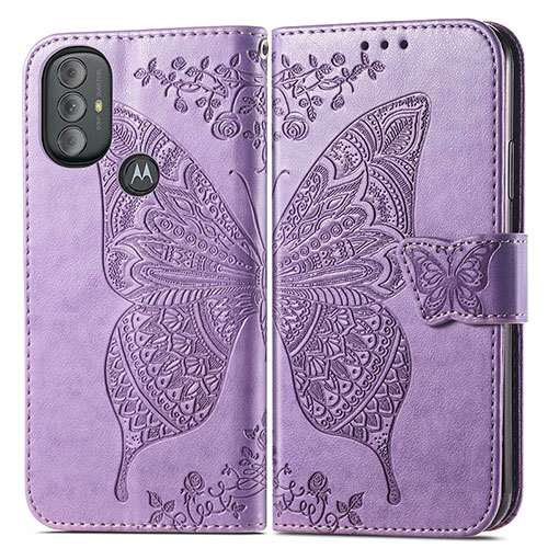 Leather Case Stands Butterfly Flip Cover Holder for Motorola Moto G Power (2022) Clove Purple