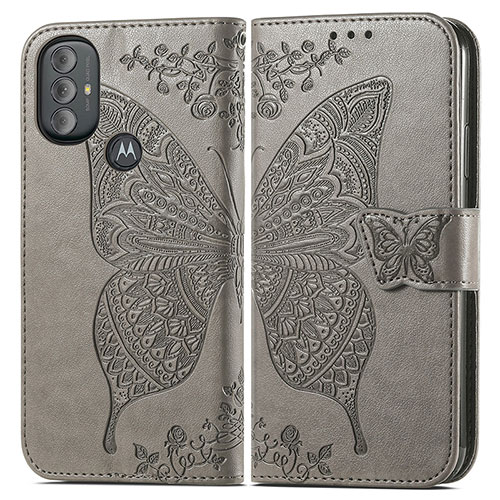 Leather Case Stands Butterfly Flip Cover Holder for Motorola Moto G Power (2022) Gray