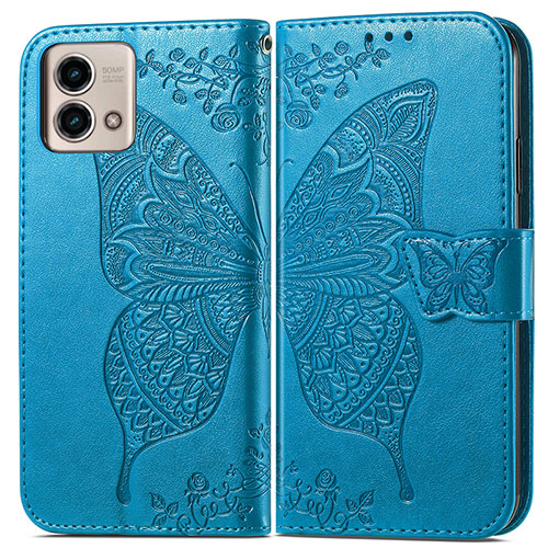 Leather Case Stands Butterfly Flip Cover Holder for Motorola Moto G Stylus (2023) 5G Blue