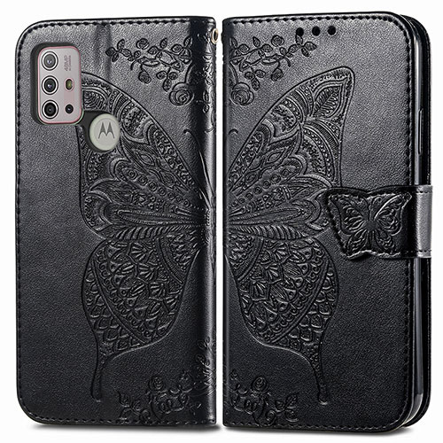 Leather Case Stands Butterfly Flip Cover Holder for Motorola Moto G10 Power Black