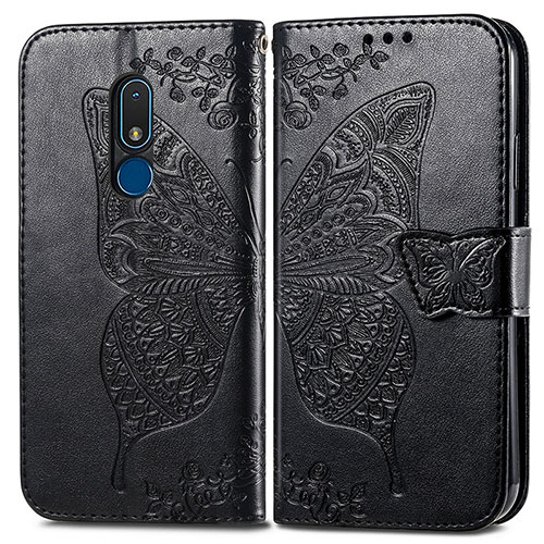 Leather Case Stands Butterfly Flip Cover Holder for Nokia C3 Black