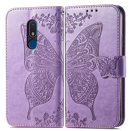 Leather Case Stands Butterfly Flip Cover Holder for Nokia C3 Clove Purple