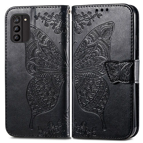 Leather Case Stands Butterfly Flip Cover Holder for Nokia G100 Black