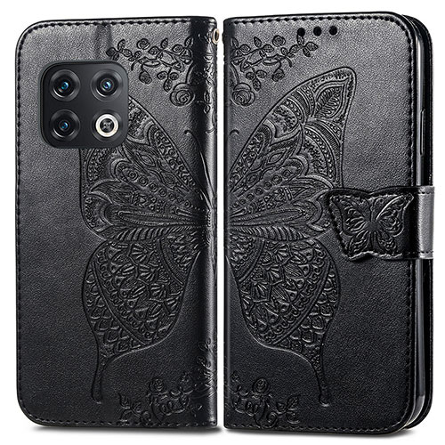 Leather Case Stands Butterfly Flip Cover Holder for OnePlus 10 Pro 5G Black