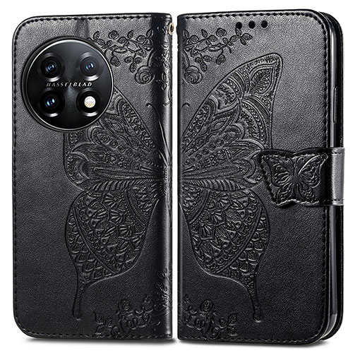 Leather Case Stands Butterfly Flip Cover Holder for OnePlus 11 5G Black