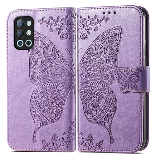 Leather Case Stands Butterfly Flip Cover Holder for OnePlus 9R 5G Clove Purple