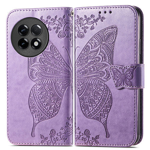 Leather Case Stands Butterfly Flip Cover Holder for OnePlus Ace 2 5G Clove Purple