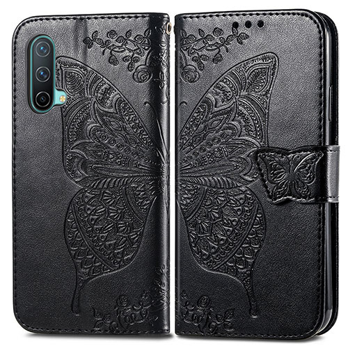 Leather Case Stands Butterfly Flip Cover Holder for OnePlus Nord CE 5G Black