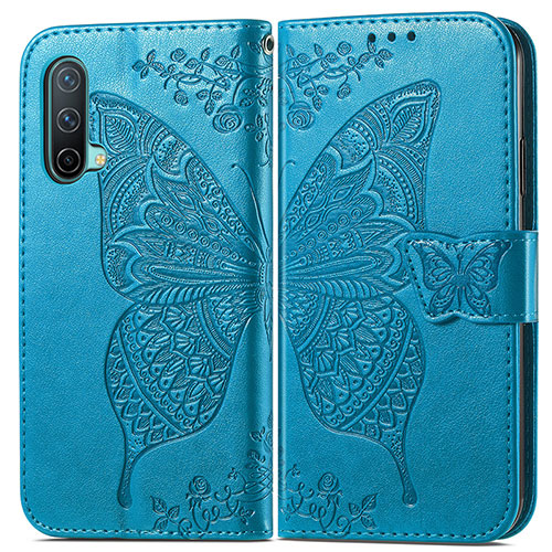 Leather Case Stands Butterfly Flip Cover Holder for OnePlus Nord CE 5G Blue