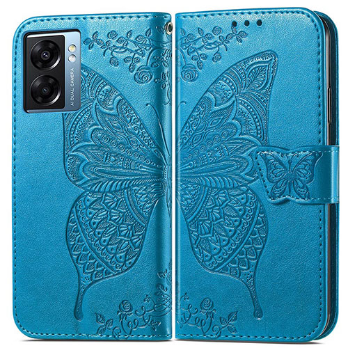 Leather Case Stands Butterfly Flip Cover Holder for OnePlus Nord N300 5G Blue