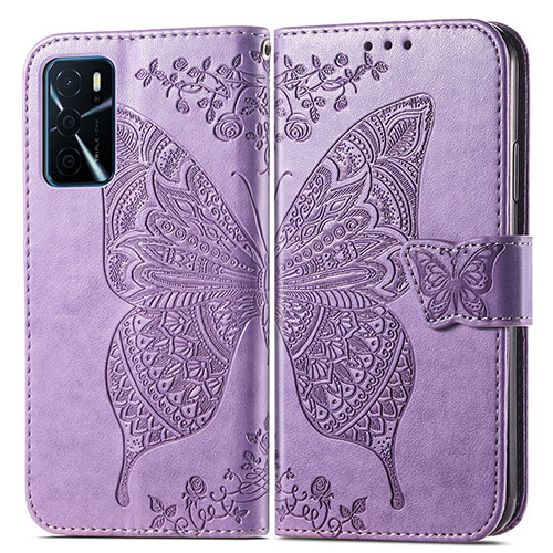 Leather Case Stands Butterfly Flip Cover Holder for Oppo A16 Clove Purple