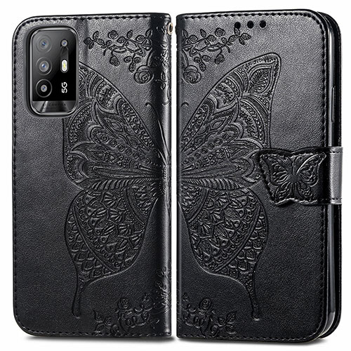 Leather Case Stands Butterfly Flip Cover Holder for Oppo A94 5G Black