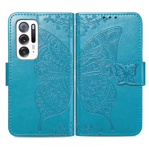 Leather Case Stands Butterfly Flip Cover Holder for Oppo Find N 5G Blue