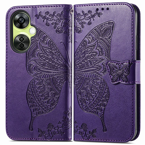 Leather Case Stands Butterfly Flip Cover Holder for Oppo K11x 5G Purple