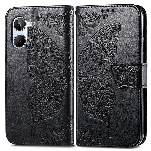 Leather Case Stands Butterfly Flip Cover Holder for Realme 10 4G Black