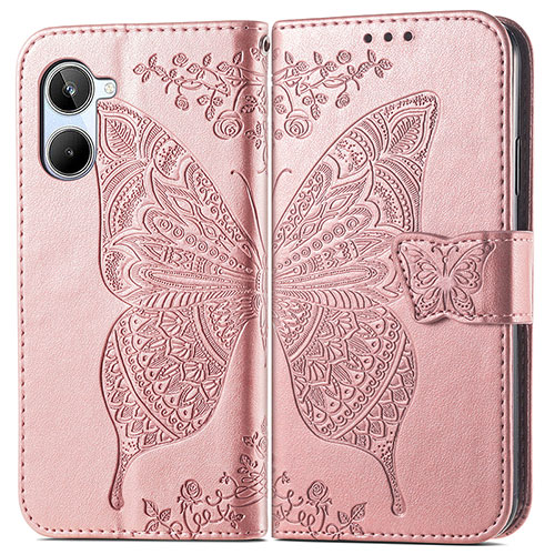 Leather Case Stands Butterfly Flip Cover Holder for Realme 10 4G Rose Gold