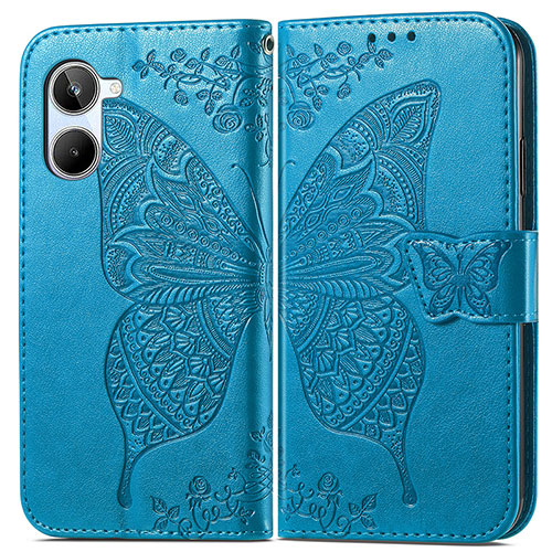 Leather Case Stands Butterfly Flip Cover Holder for Realme 10 Pro 5G Blue