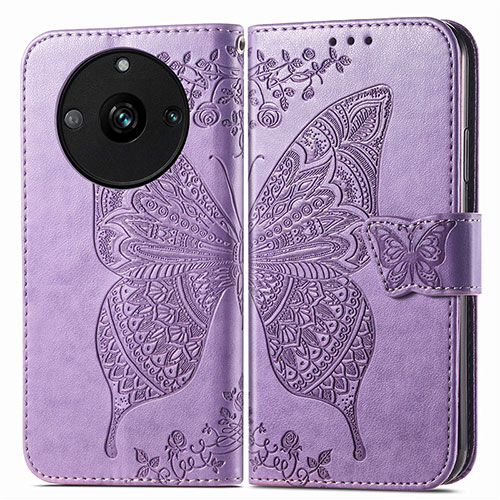 Leather Case Stands Butterfly Flip Cover Holder for Realme 11 Pro+ Plus 5G Clove Purple