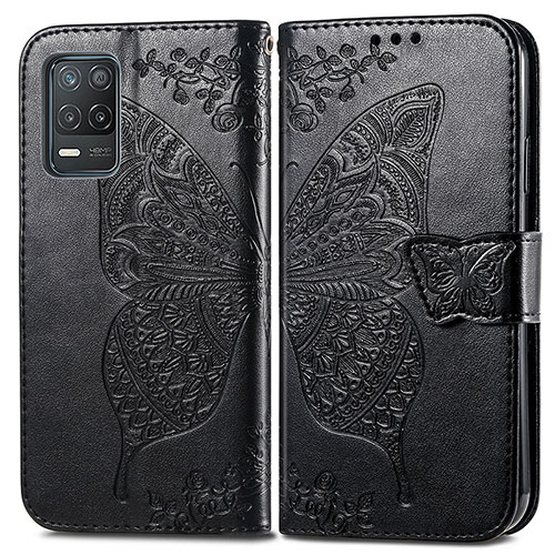 Leather Case Stands Butterfly Flip Cover Holder for Realme 8 5G Black