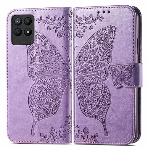 Leather Case Stands Butterfly Flip Cover Holder for Realme 8i Clove Purple