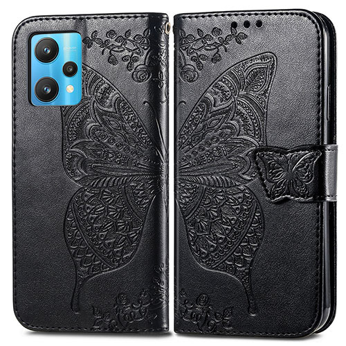 Leather Case Stands Butterfly Flip Cover Holder for Realme 9 5G Black