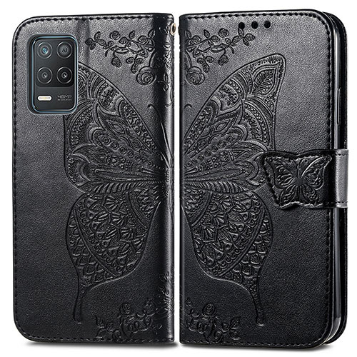 Leather Case Stands Butterfly Flip Cover Holder for Realme 9 5G India Black