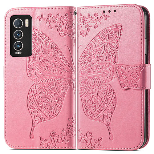 Leather Case Stands Butterfly Flip Cover Holder for Realme GT Master Explorer 5G Hot Pink