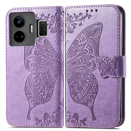 Leather Case Stands Butterfly Flip Cover Holder for Realme GT Neo6 5G Clove Purple