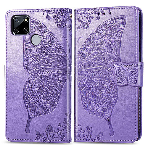 Leather Case Stands Butterfly Flip Cover Holder for Realme Narzo 30A Clove Purple