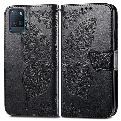 Leather Case Stands Butterfly Flip Cover Holder for Realme V11 5G Black