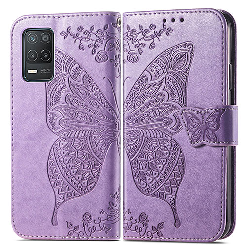 Leather Case Stands Butterfly Flip Cover Holder for Realme V13 5G Clove Purple