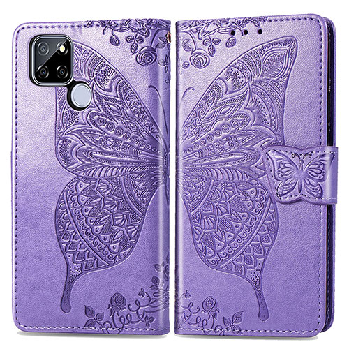 Leather Case Stands Butterfly Flip Cover Holder for Realme V3 5G Clove Purple