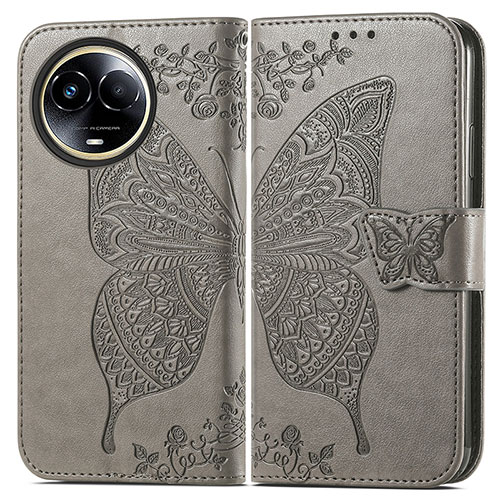 Leather Case Stands Butterfly Flip Cover Holder for Realme V50s 5G Gray