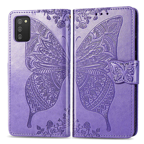 Leather Case Stands Butterfly Flip Cover Holder for Samsung Galaxy A02s Clove Purple