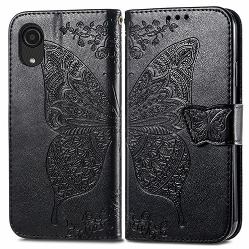Leather Case Stands Butterfly Flip Cover Holder for Samsung Galaxy A03 Core Black