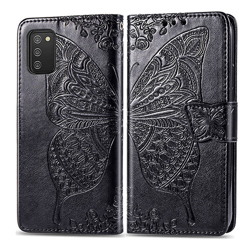 Leather Case Stands Butterfly Flip Cover Holder for Samsung Galaxy A03s Black