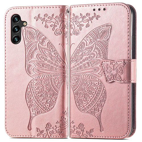 Leather Case Stands Butterfly Flip Cover Holder for Samsung Galaxy A04s Pink