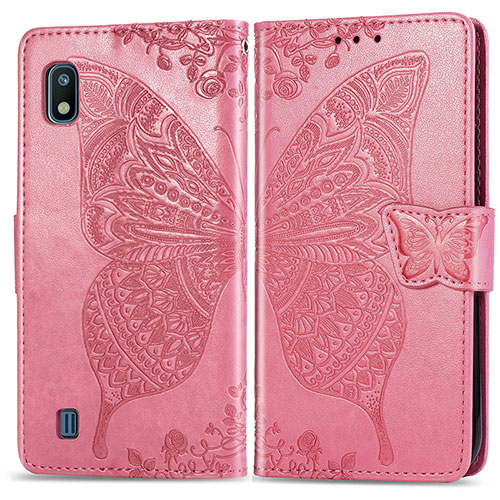 Leather Case Stands Butterfly Flip Cover Holder for Samsung Galaxy A10 Hot Pink