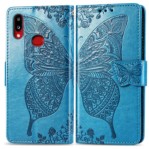Leather Case Stands Butterfly Flip Cover Holder for Samsung Galaxy A10s Blue