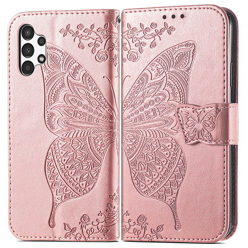 Leather Case Stands Butterfly Flip Cover Holder for Samsung Galaxy A13 4G Pink