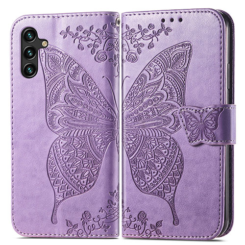 Leather Case Stands Butterfly Flip Cover Holder for Samsung Galaxy A13 5G Clove Purple