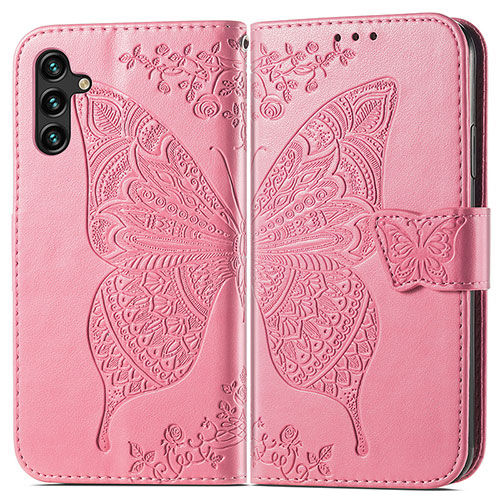 Leather Case Stands Butterfly Flip Cover Holder for Samsung Galaxy A13 5G Hot Pink