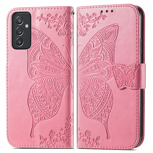 Leather Case Stands Butterfly Flip Cover Holder for Samsung Galaxy A15 4G Hot Pink