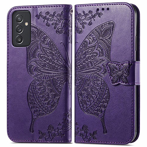 Leather Case Stands Butterfly Flip Cover Holder for Samsung Galaxy A15 LTE Purple