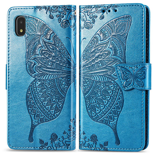 Leather Case Stands Butterfly Flip Cover Holder for Samsung Galaxy A21 SC-42A Blue